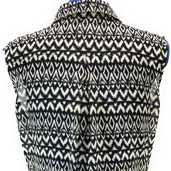 H&M Sheer SleevelessTop Sz12 Patterned White/Black - Picture 5 of 8